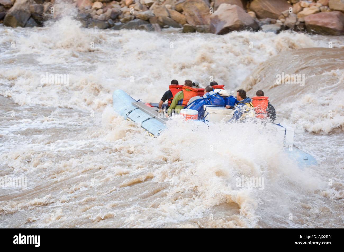People white water rafting, Colorado River, Moab, Utah, United States Stock Photo