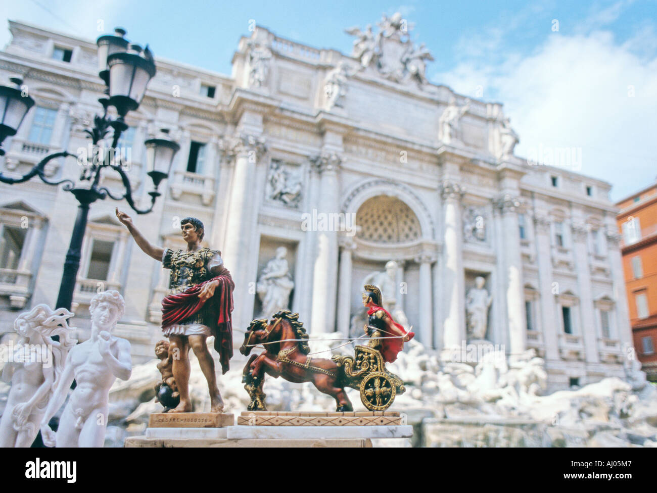 Souvenirs at the Trevi Fountain, Rome, Italy Stock Photo