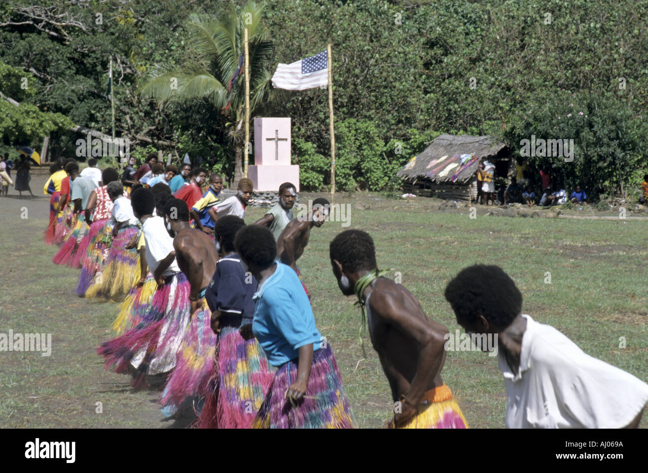 Dancers from the John Frum Cargo Cult Movement performing in ...