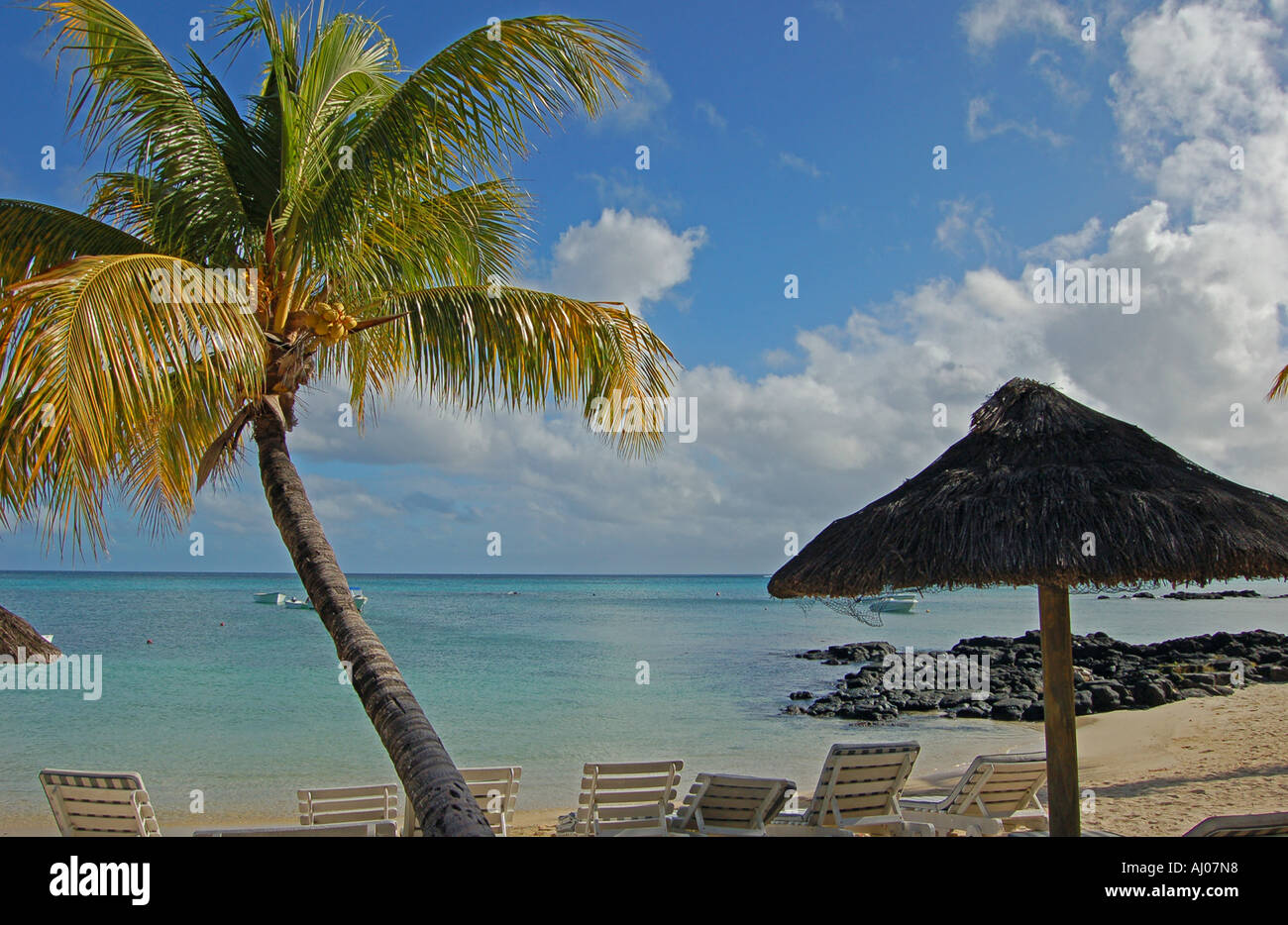 Tropical island lagoon, Mauritius. Stock Photo