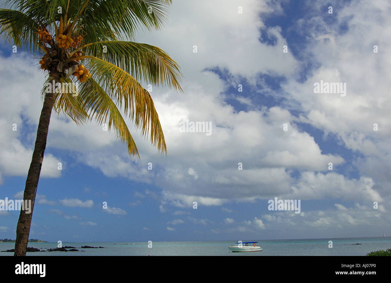 View from North Beach, Mauritius. Stock Photo