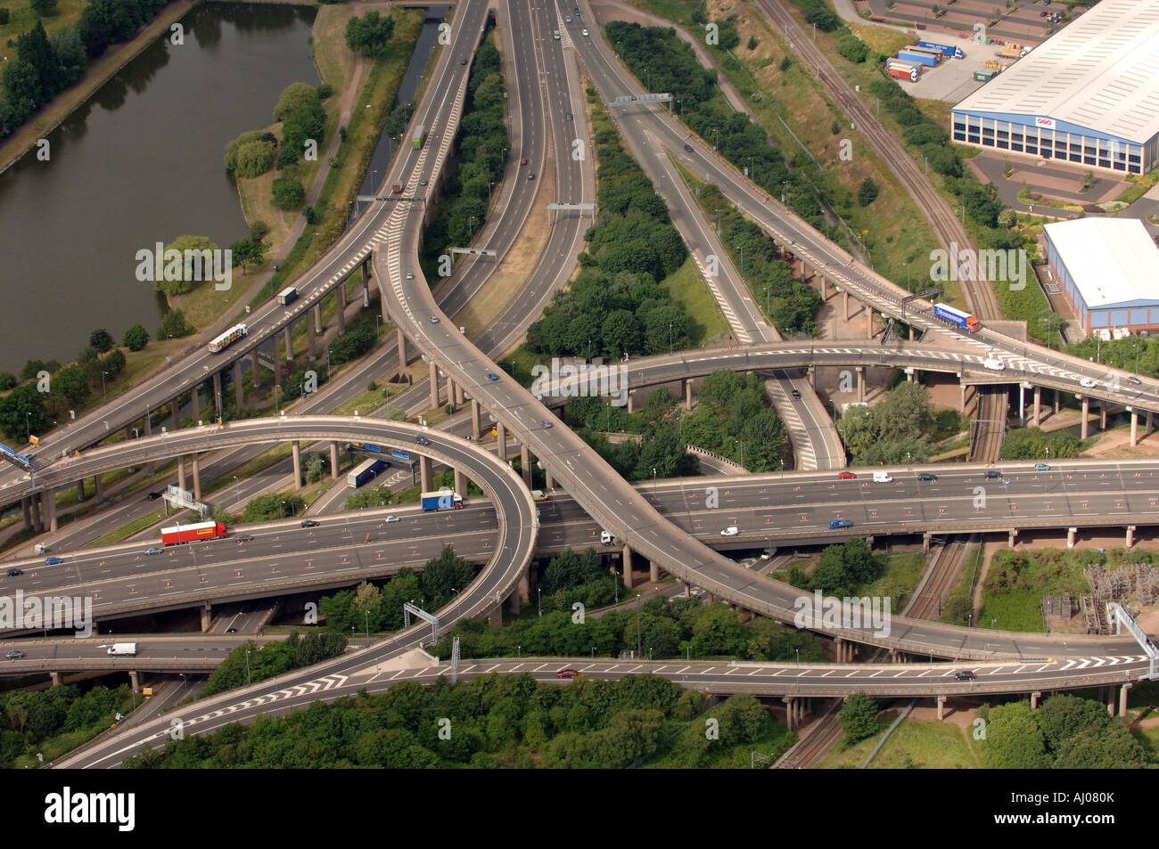 Spaghetti junction of the M6 motorway in Birmingham Stock Photo