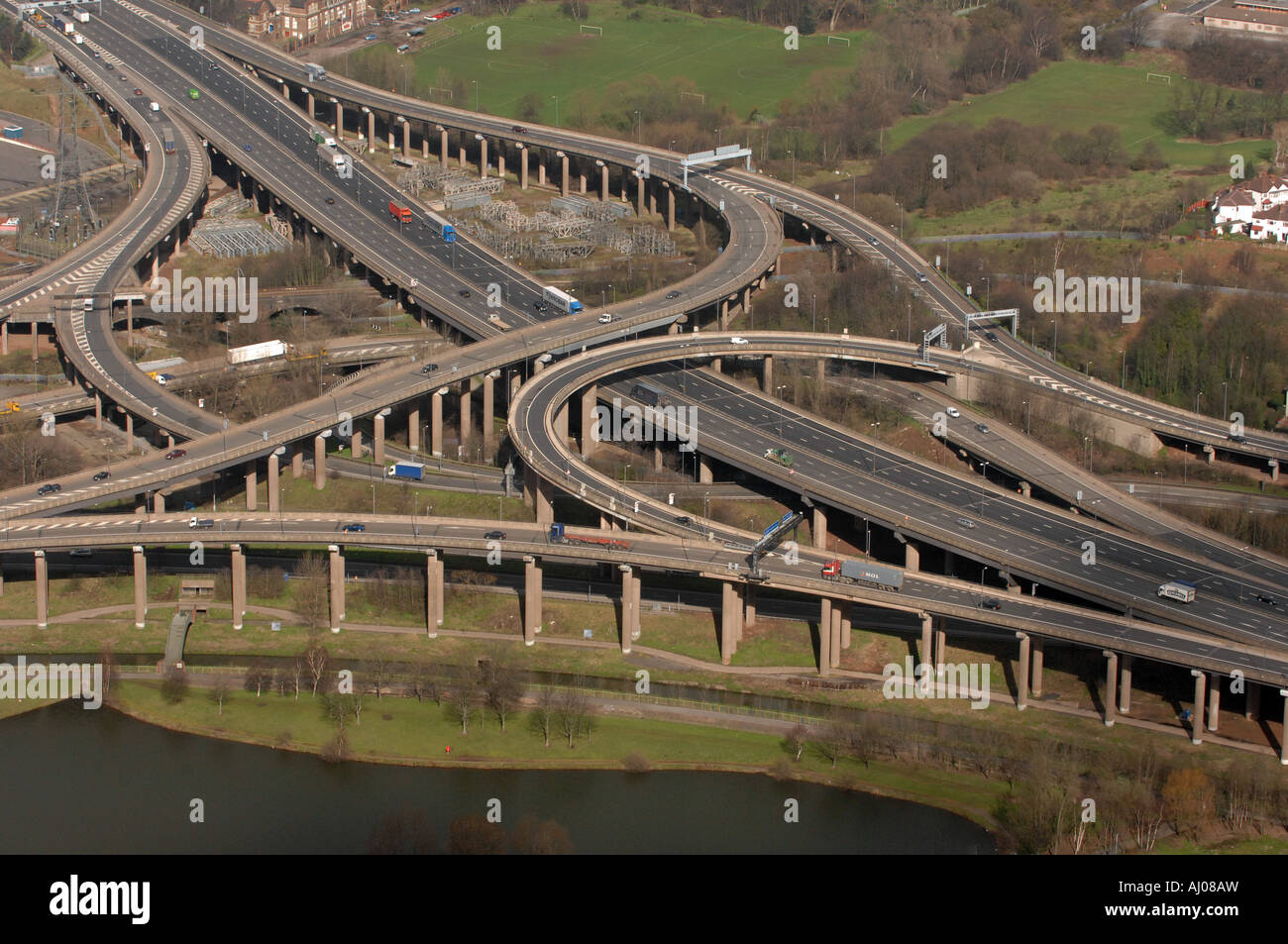 Spaghetti junction of the M6 Birmingham West Midlands junction 6 Stock Photo