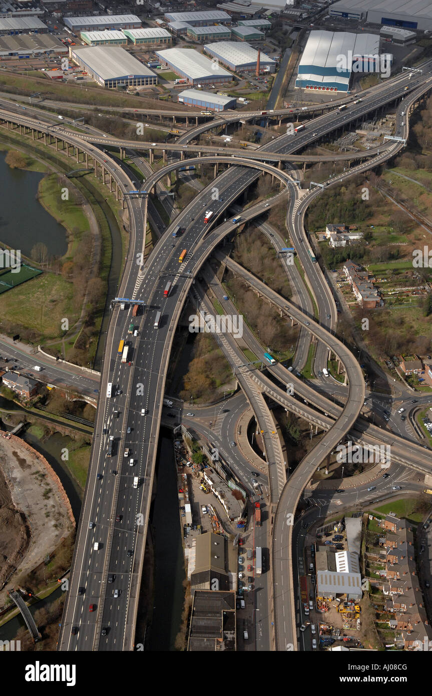 Spaghetti junction of the M6 motorway Birmingham West Midlands Junction