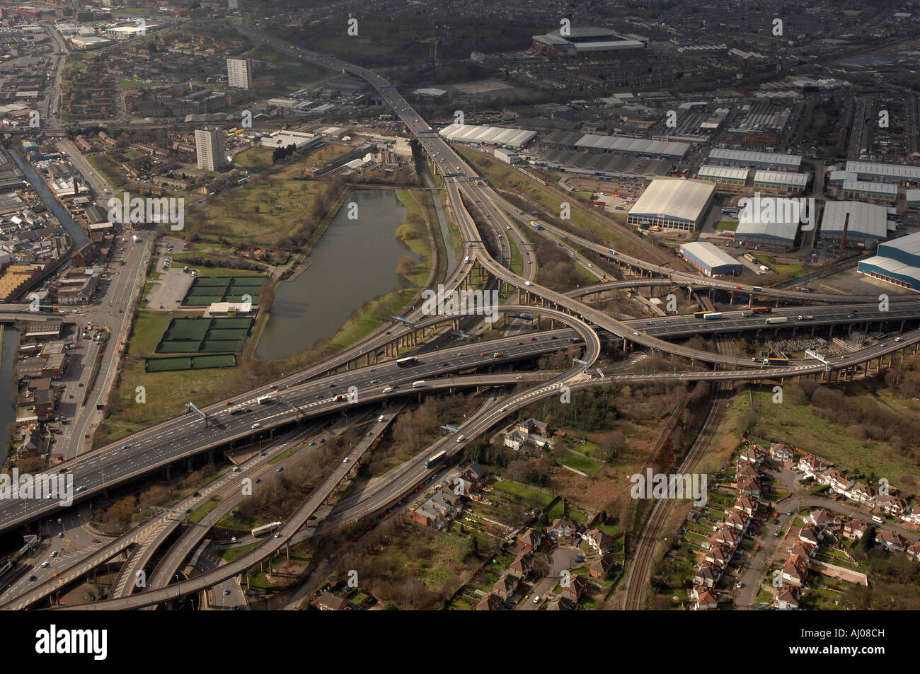 Spaghetti junction of the M6 motorway Birmingham West Midlands Junction 6 Stock Photo