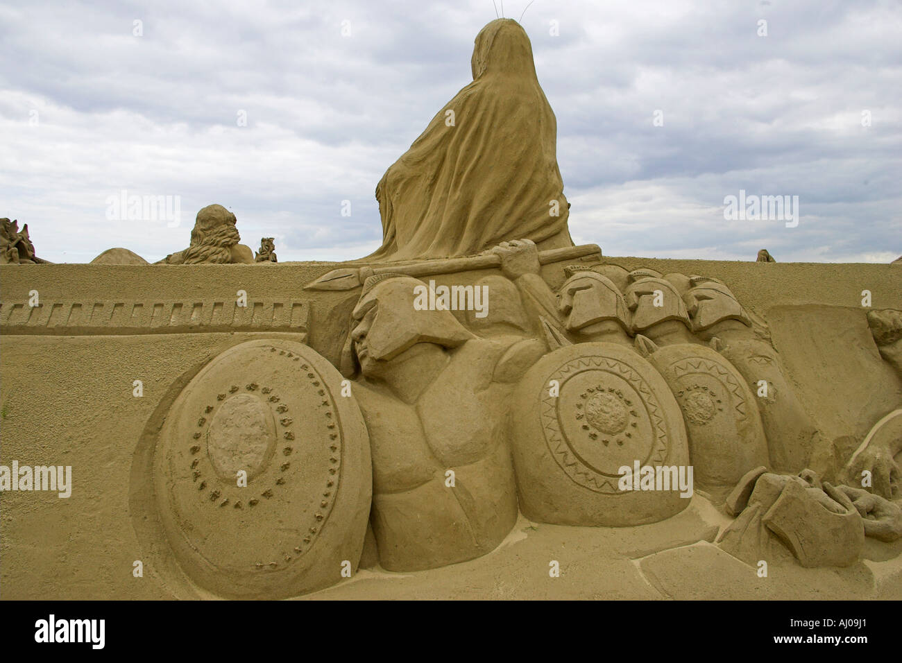 ancient Greece sand sculpture at great Yarmouth Stock Photo