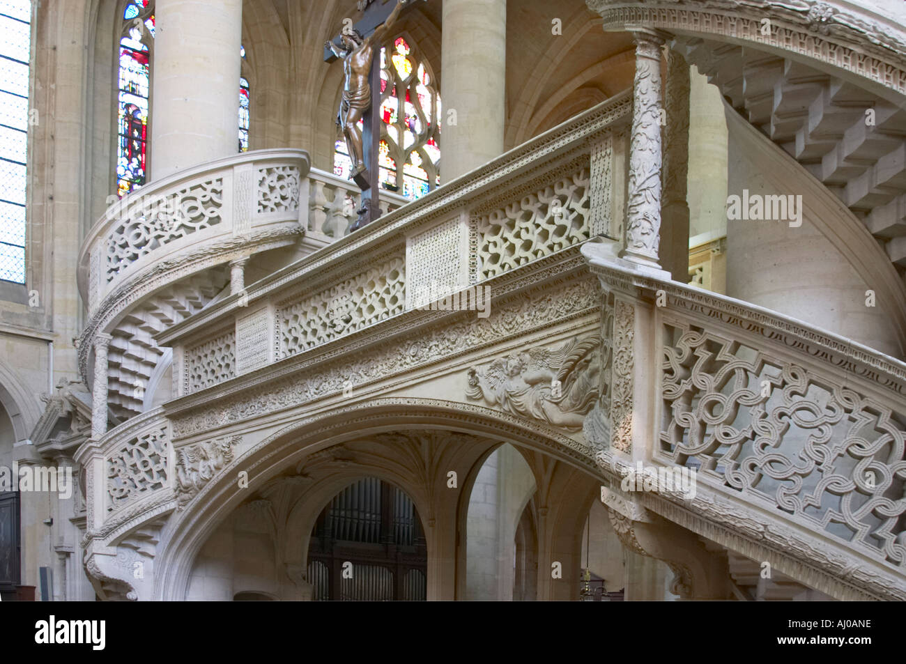 Latin Rood Screen Rood screen of St Etienne du Mont church Latin Quarter Paris France ...