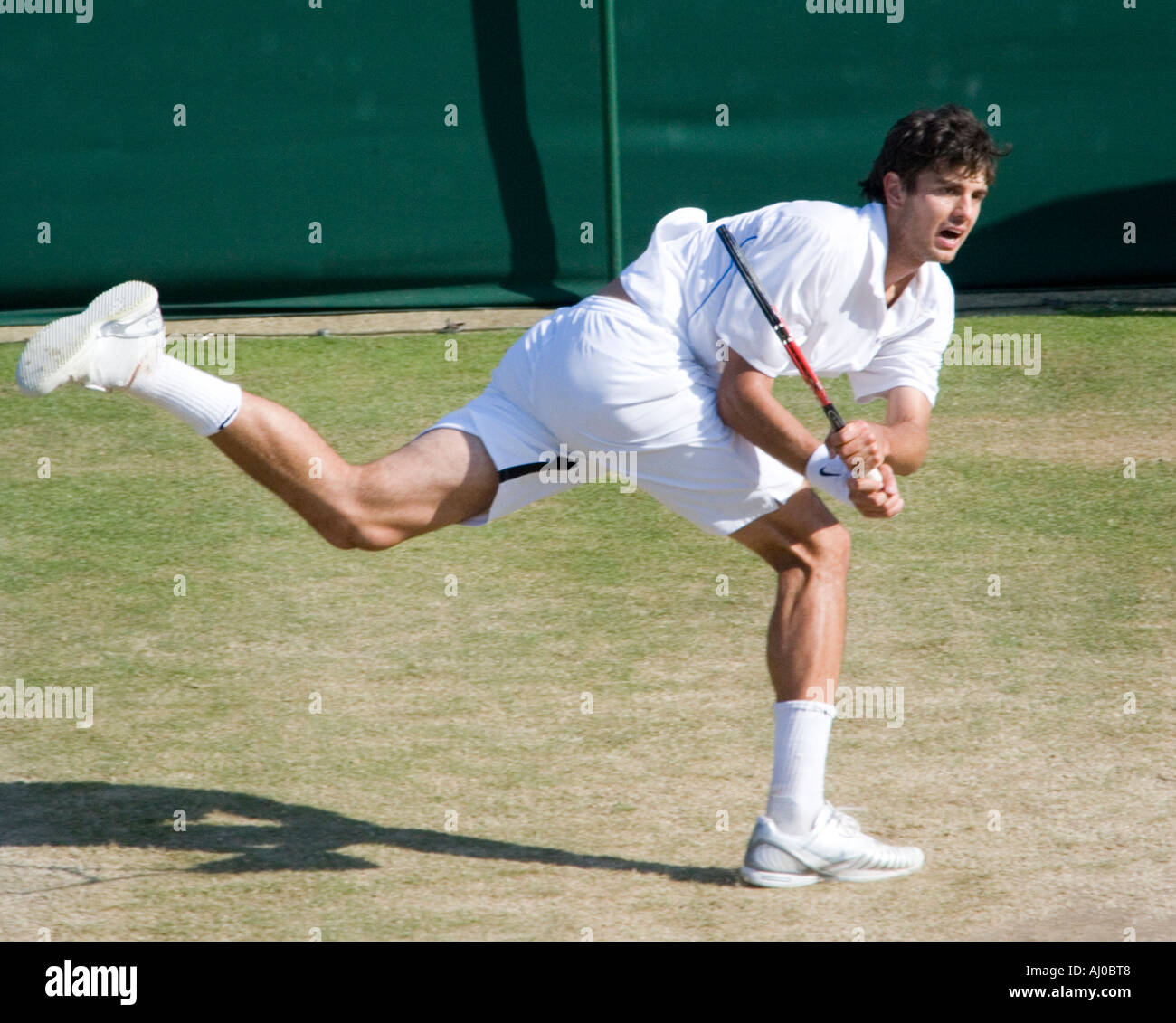 Croatian tennis player Mario Ancic playing in the Wimbledon Championships, UK. 3/7/2006. Stock Photo