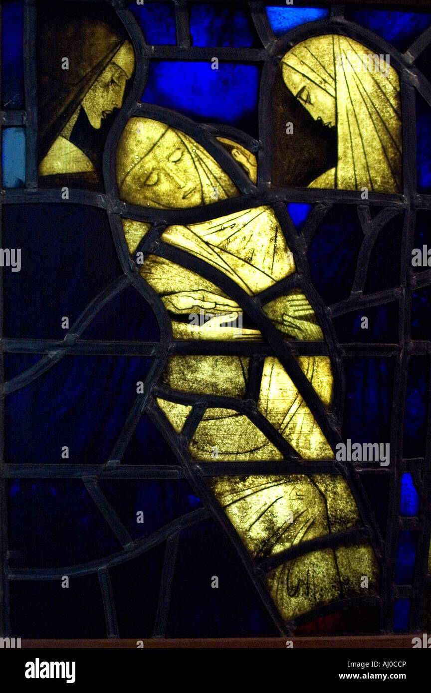 leaded window light lattice stained glass Holland Netherland Stock Photo
