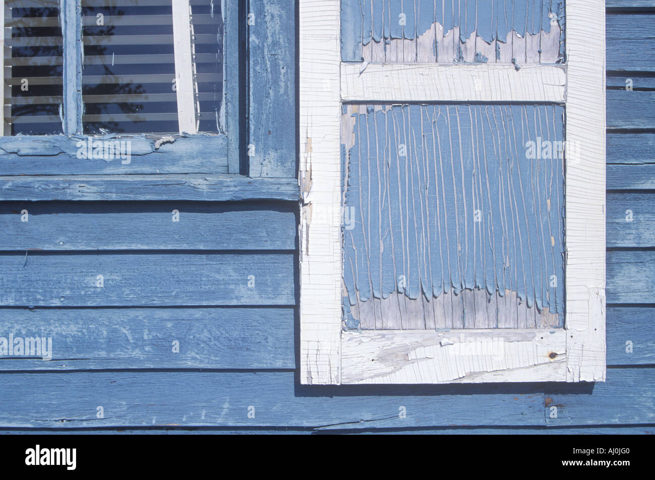 Close up of paint peeled windows WI Stock Photo