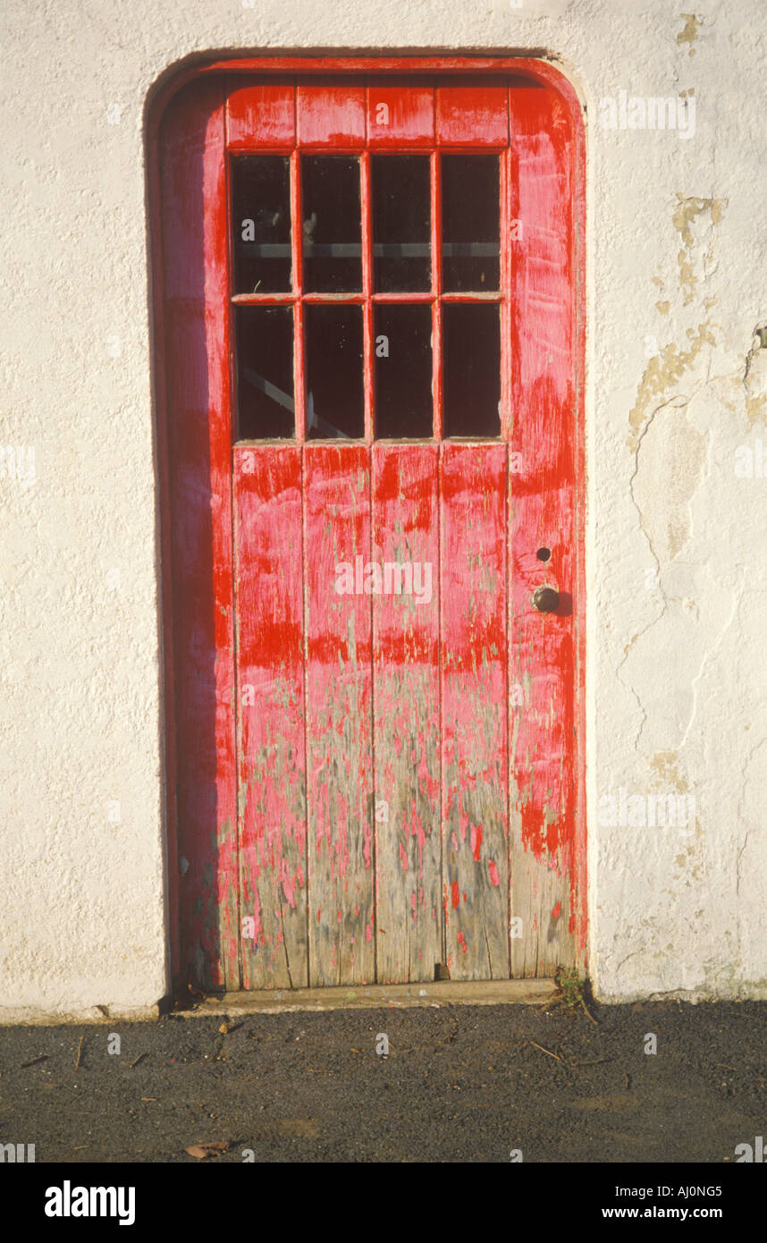 Red wooden door Stock Photo