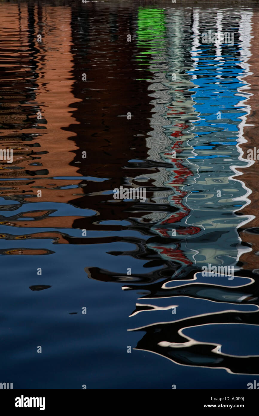 Colourful refllections captured in the calm water of the Birmingham ...