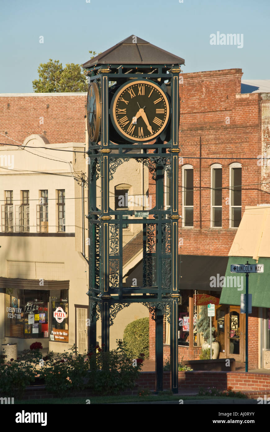 California Gold Country Auburn Downtown Town Clock Stock Photo Alamy