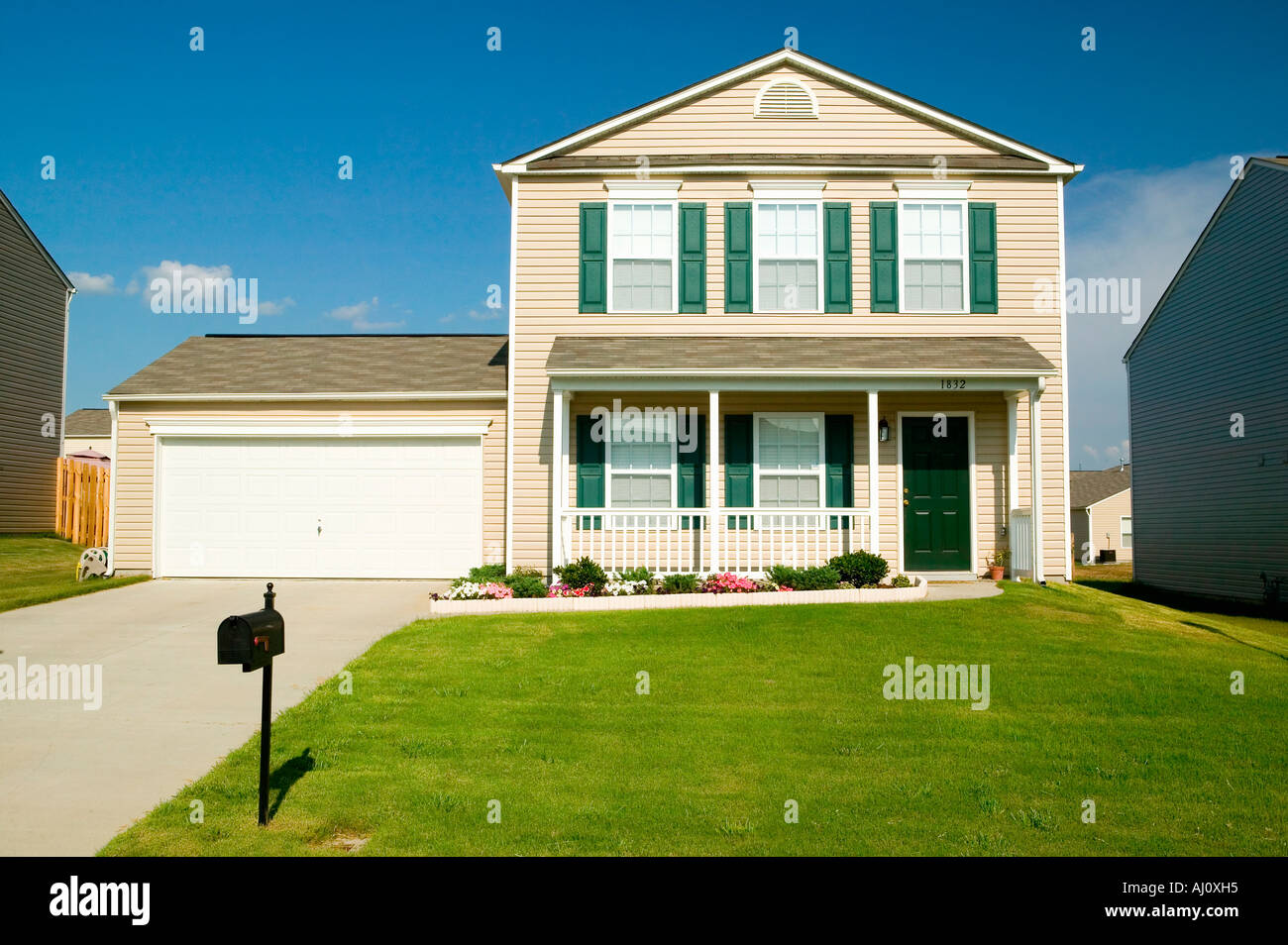 Single house in new housing development near Charlotte North Carolina