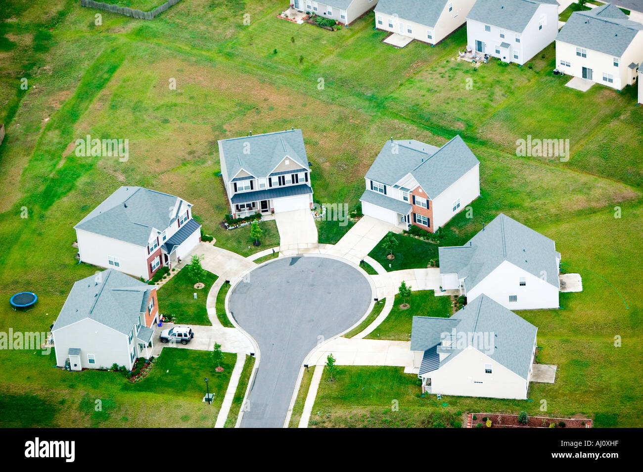 Aerial view of housing development in Charlotte North Carolina Stock