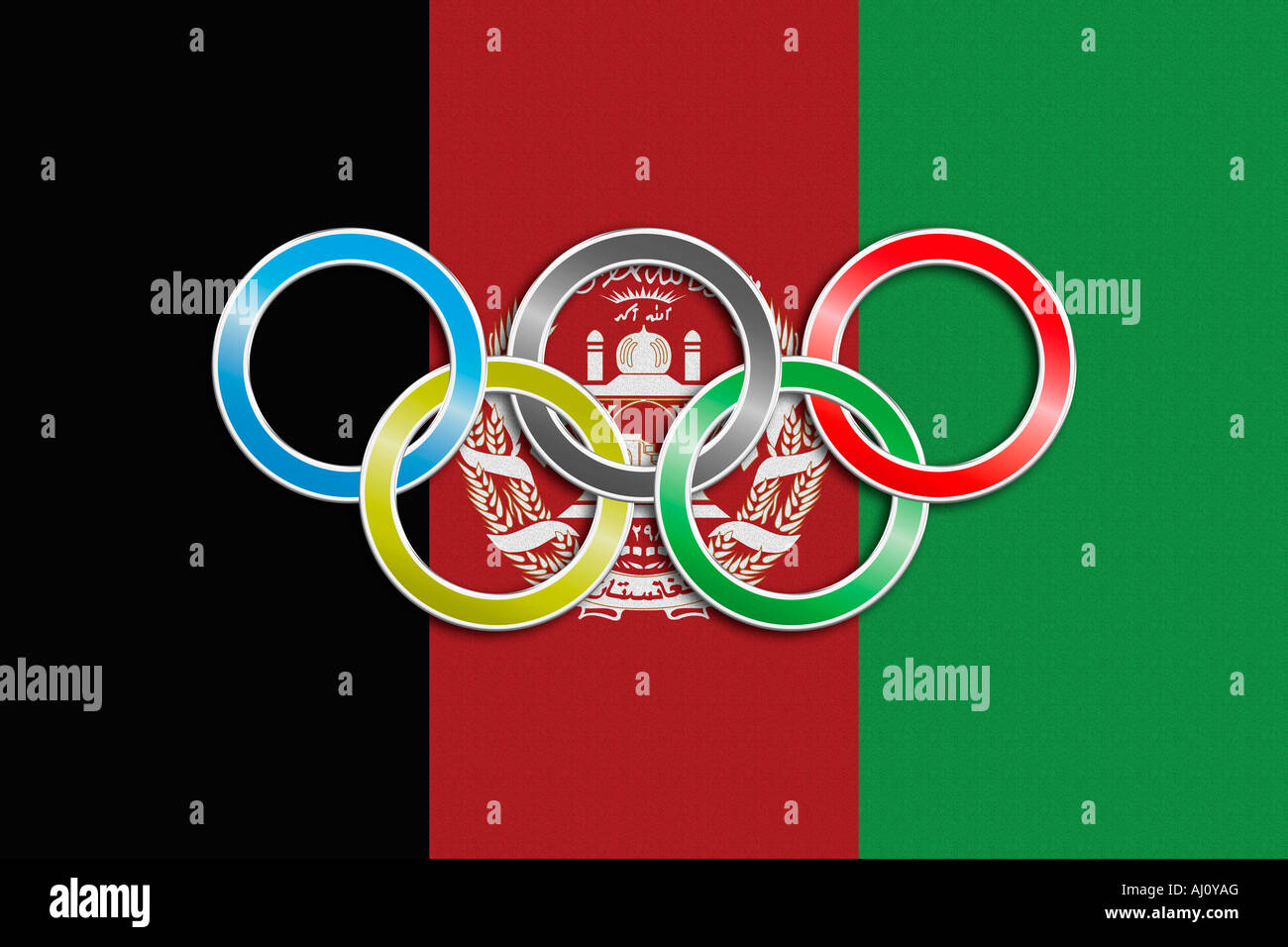 Flag of Afghanistan with olympic symbol Stock Photo Alamy