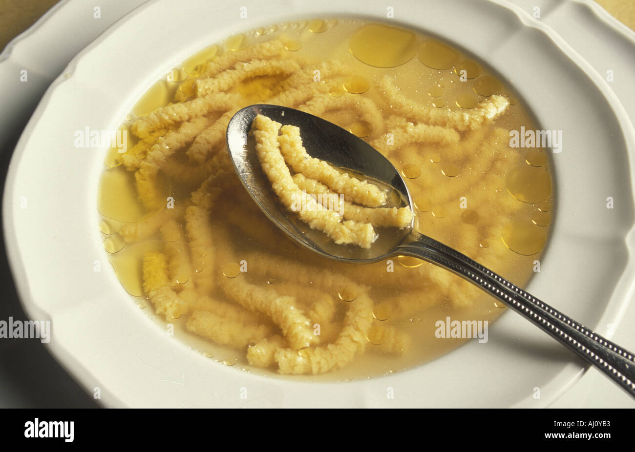 Passatelli soup Forlï¿½ Emilia Romagna Italy Stock Photo
