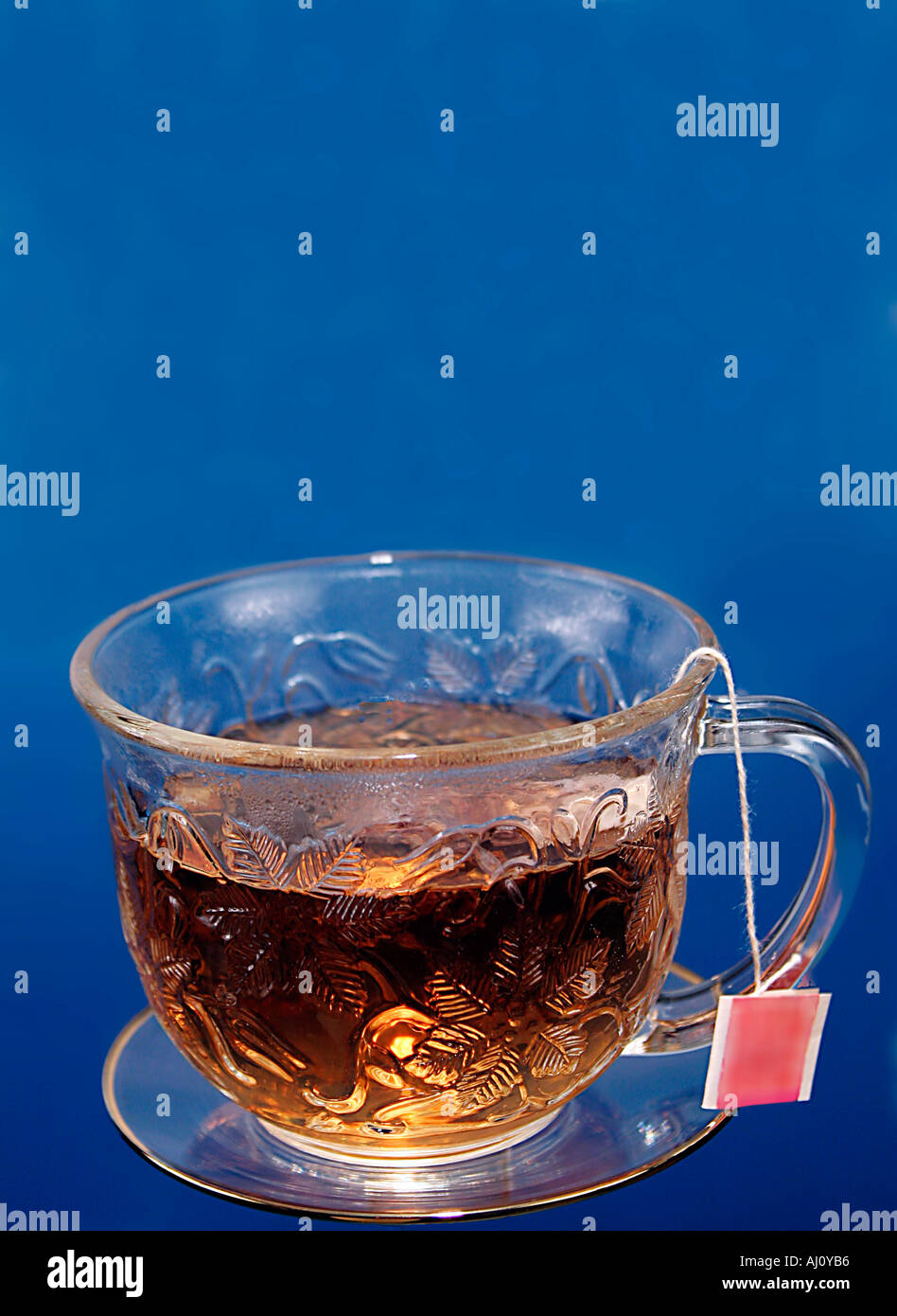 Freshly Brewed Beverage Clear Glass of Hot Tea with Tea Bag Hot Beverage  Stock Photo