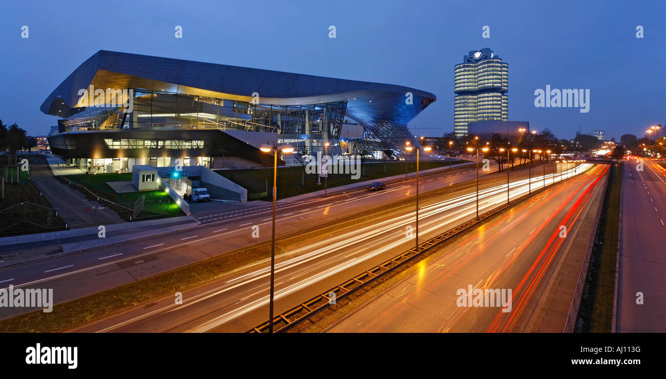 Bavaria Munich BMW World New distribution center near BMW administration tower and BMW museum Stock Photo