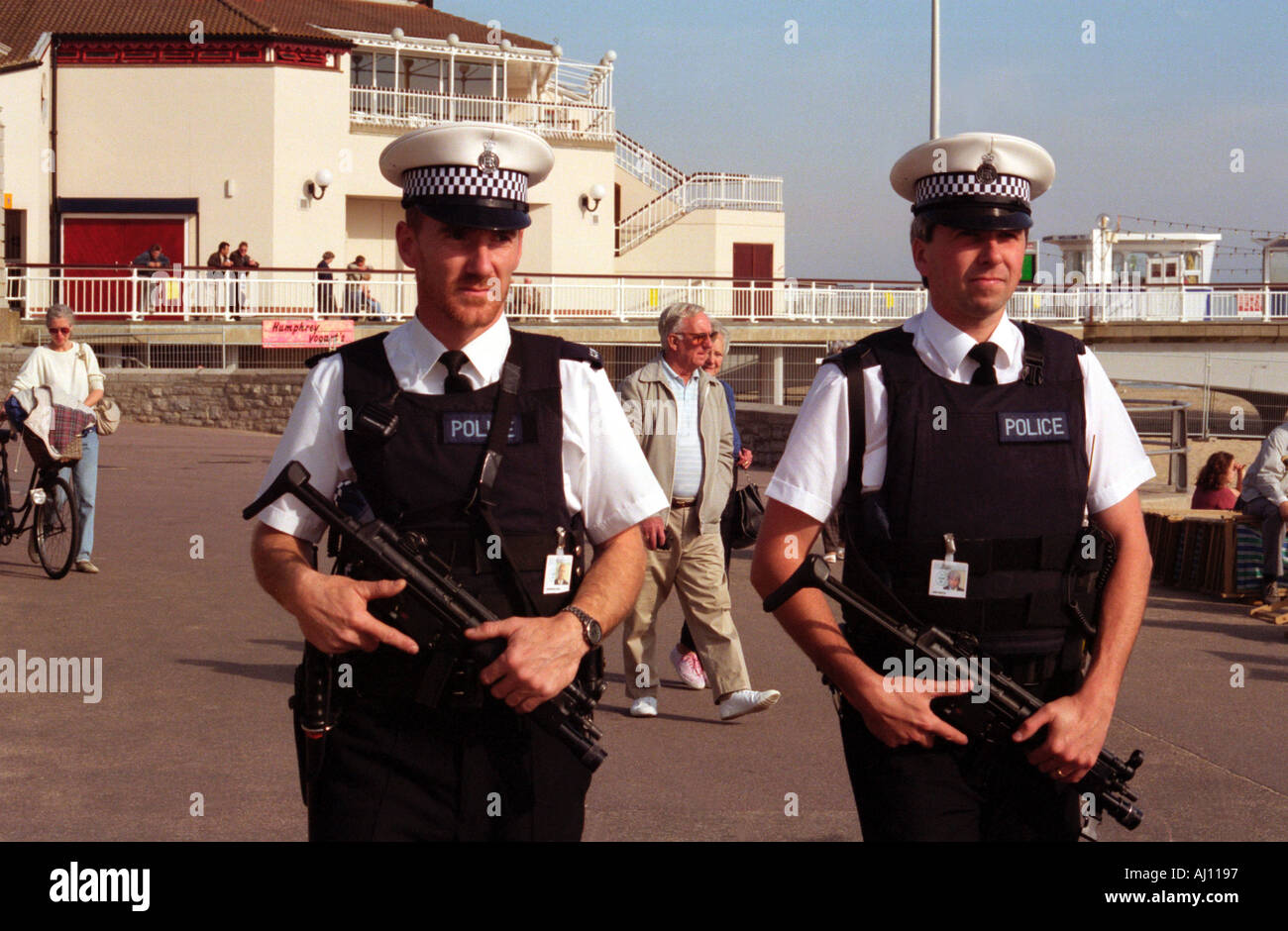 Armed Police in Bournemouth during Labour Party Conference Week  Stock Photo
