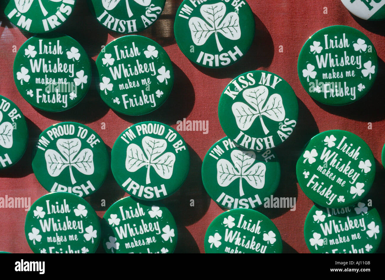 St Patrick s Day buttons displaying Irish pride Stock Photo
