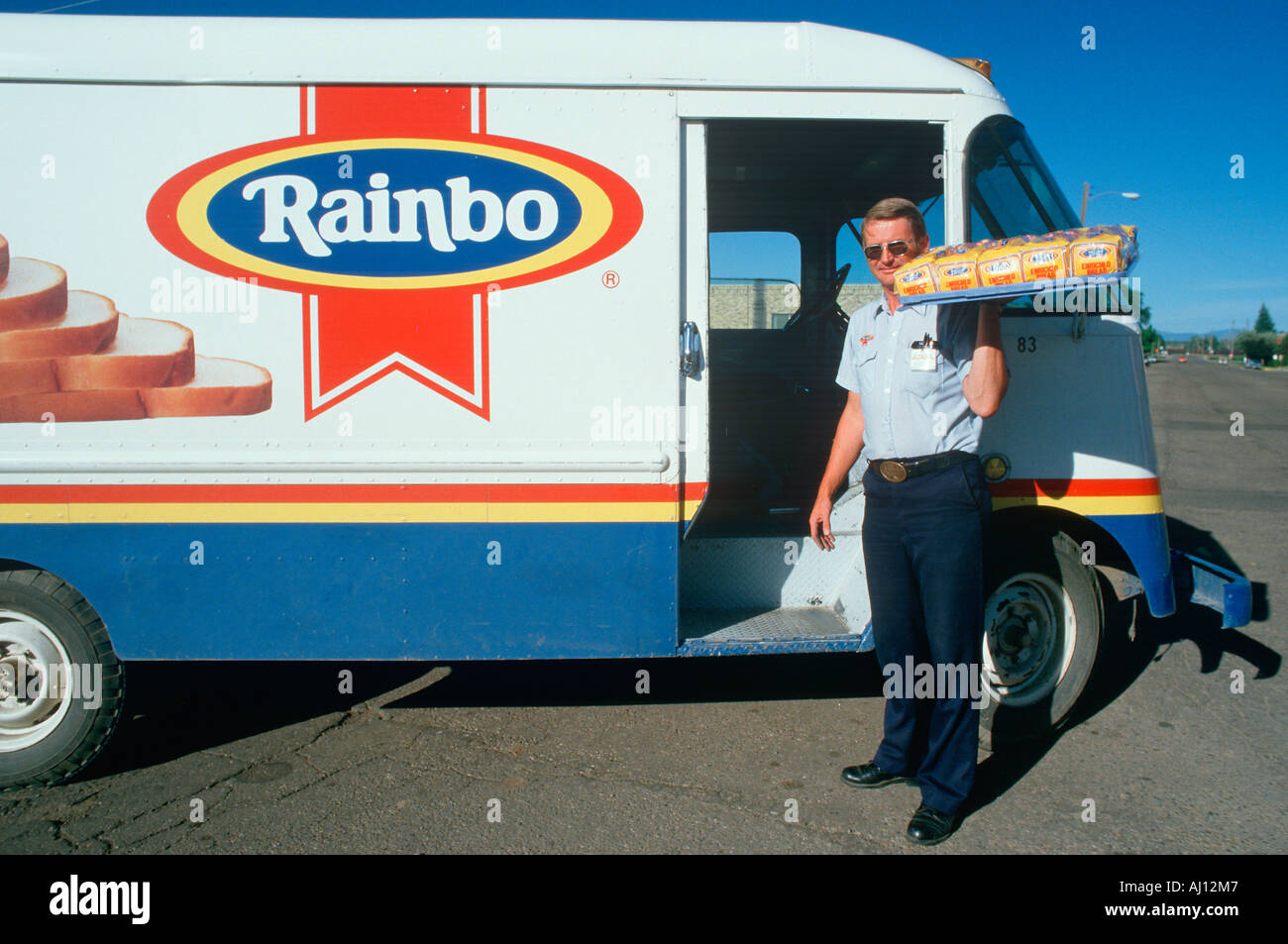 A bread delivery man on his route Walsenberg CO Stock Photo Alamy