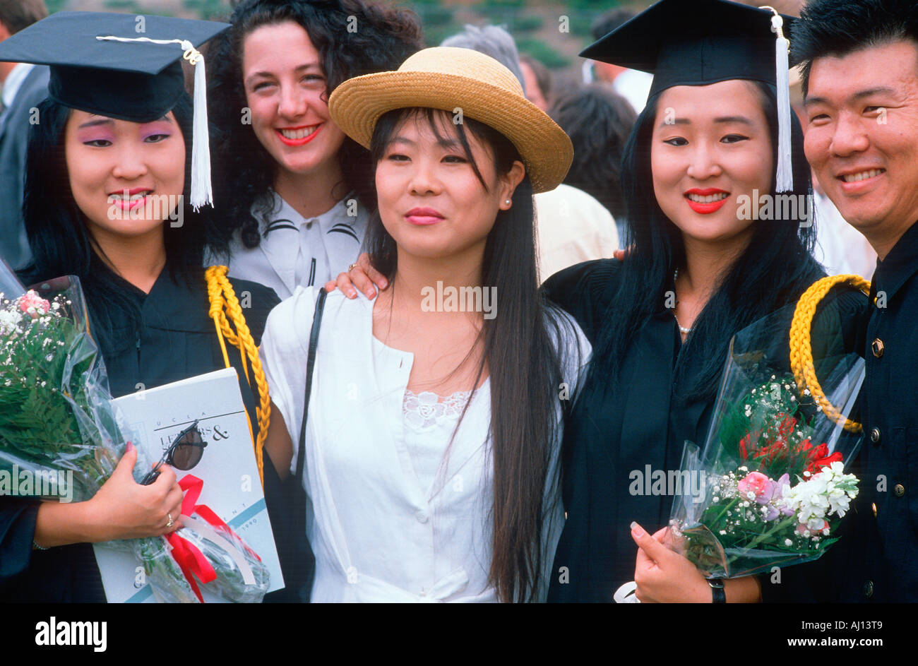 Asian American family celebrating a college graduation Los Angeles CA Stock Photo
