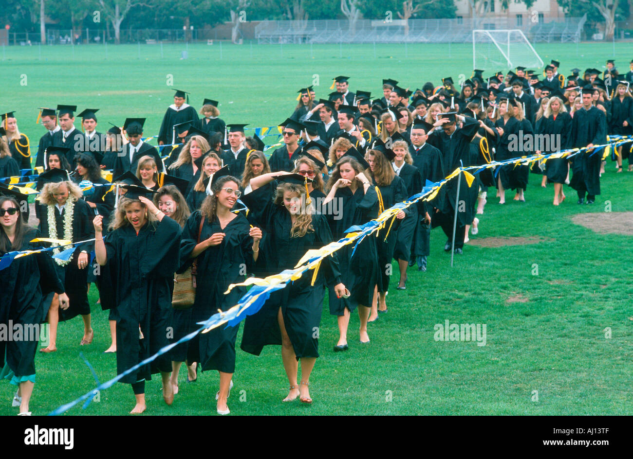 University graduates approaching their ceremony UCLA Los Angeles CA Stock Photo