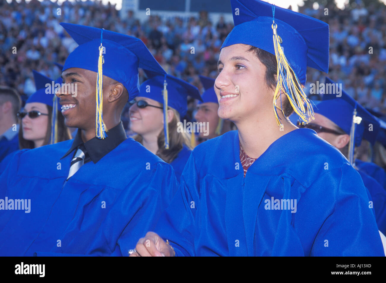 High school graduating class enjoying their commencement ceremony