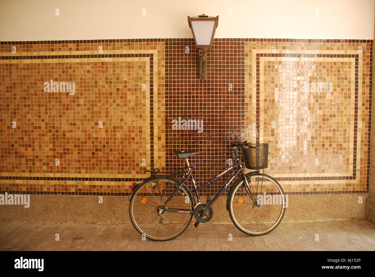 Bicykle in restored nostalgic courtyard Berlin Germany Stock Photo