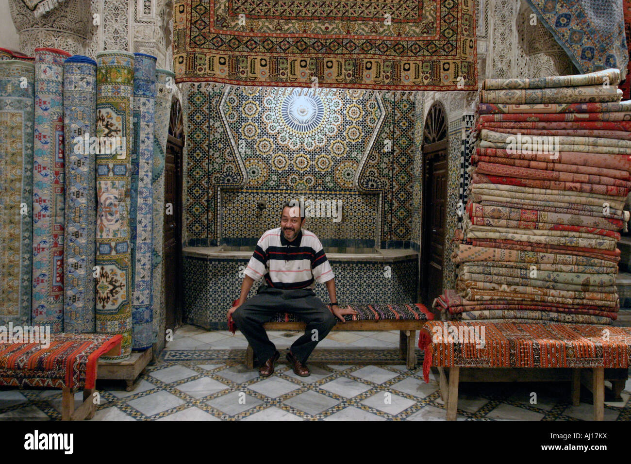 Rugs shop Marrakech Morocco Stock Photo Alamy