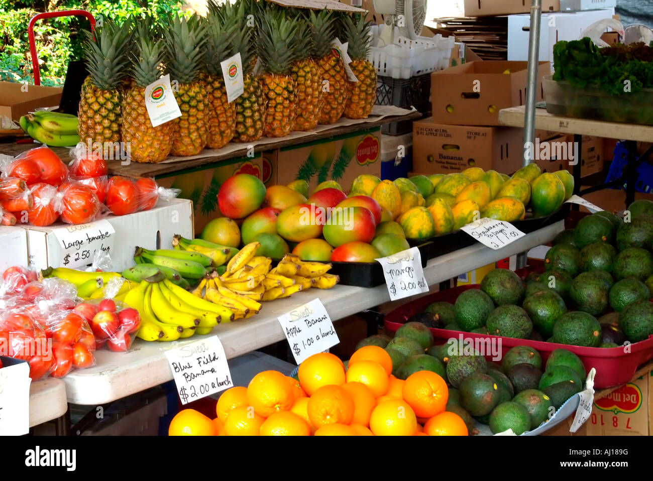 USA, Hawaii, Kona,Farmer's Market, fresh fruit Stock Photo Alamy