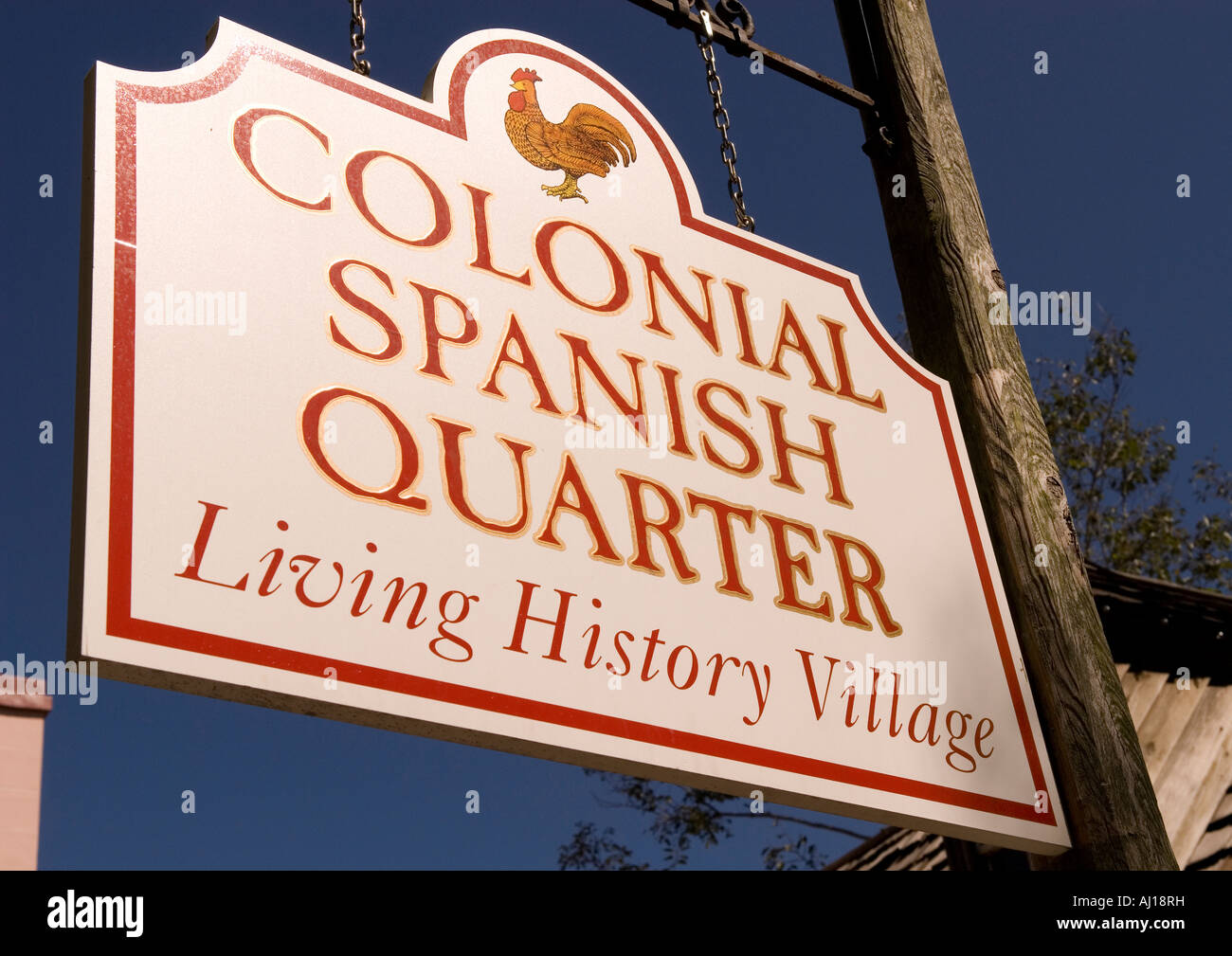 Colonial Spanish Quarter sign at St Street in St Augustine