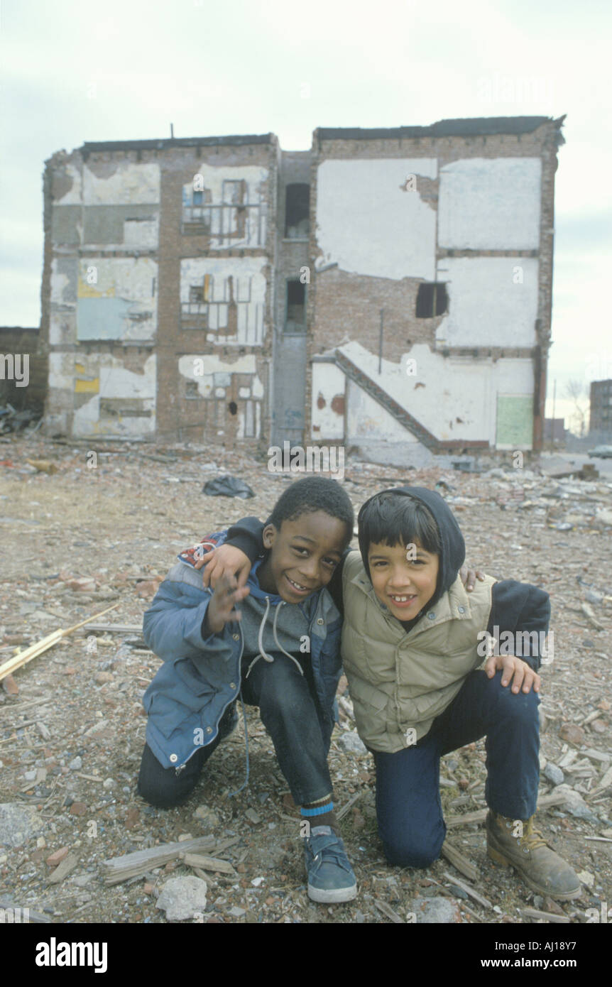 Two ethnic boys in the ghetto South Bronx NY Stock Photo - Alamy