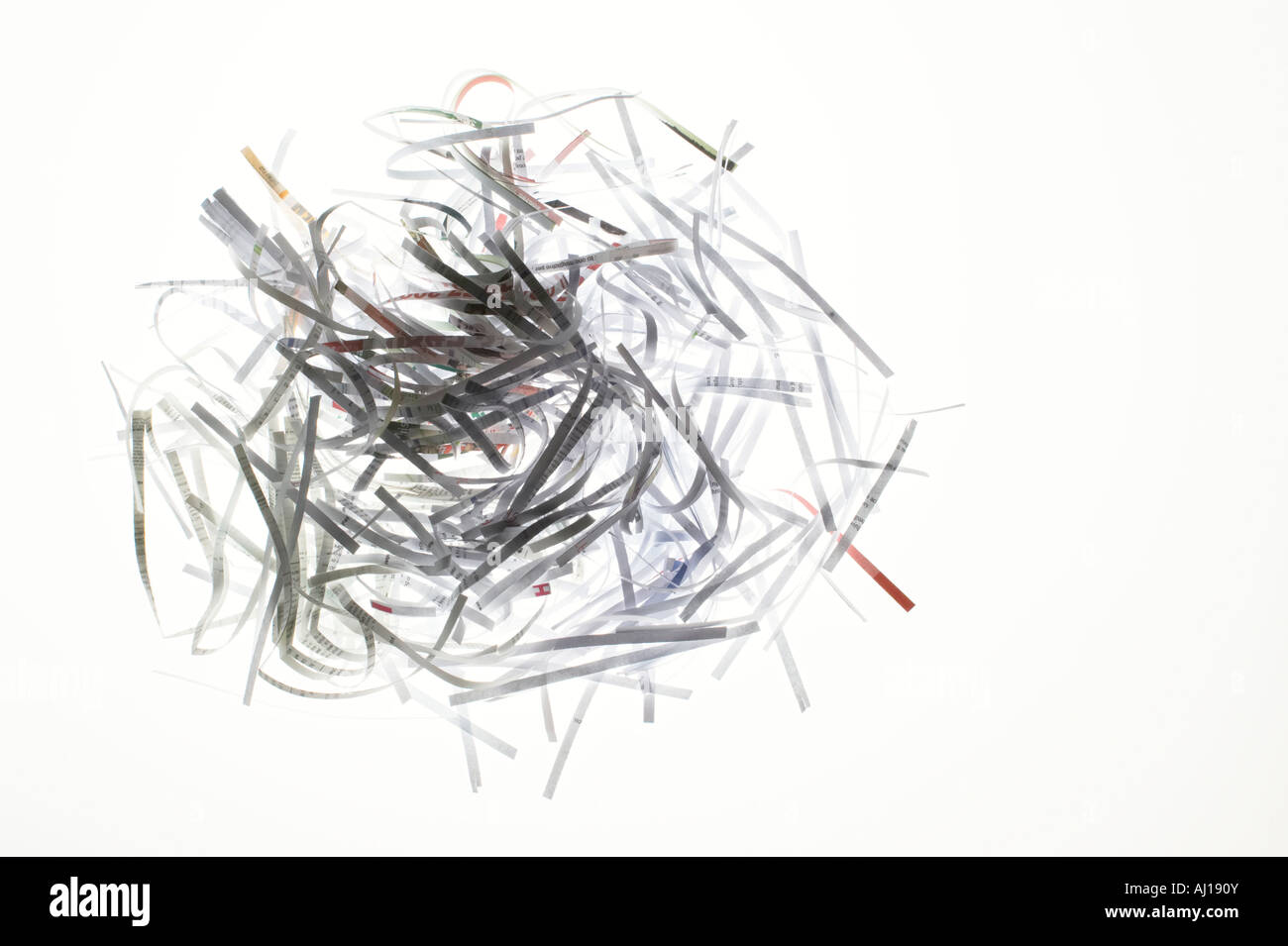 High key lighting studio shot of shredded paper documents ready for ...