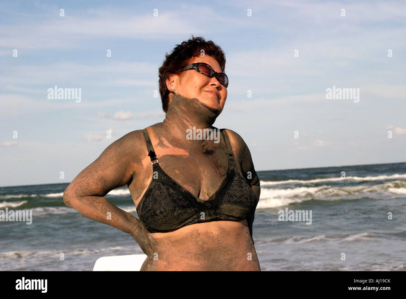 japanese skin bikini Japanese woman sunbathing with black mud on her skin Mamaia beach Romania  Stock Photo - Alamy