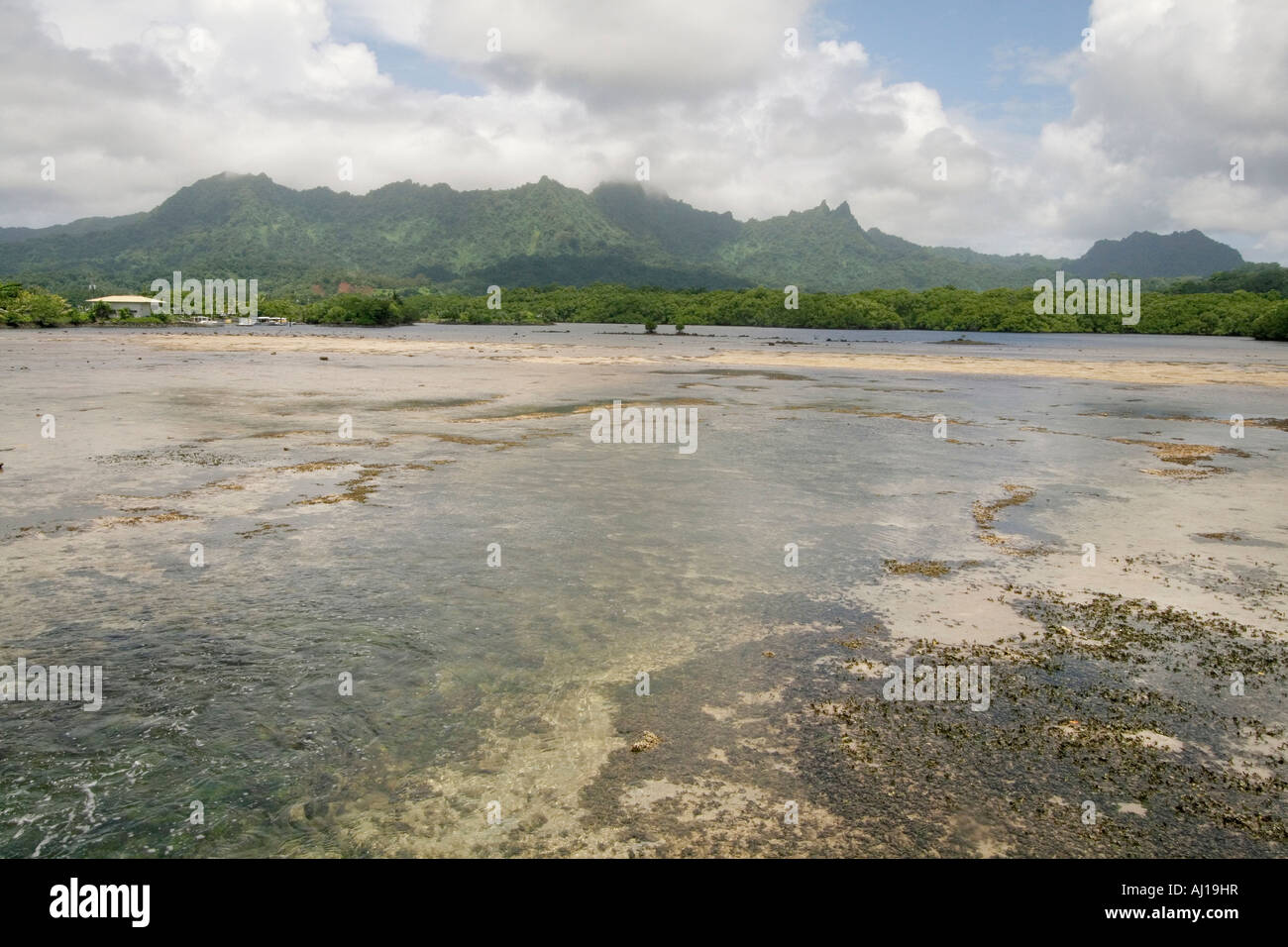 Sleeping Lady is a range of mountains that look like a woman lying on her back in Kosrae FSM Stock Photo
