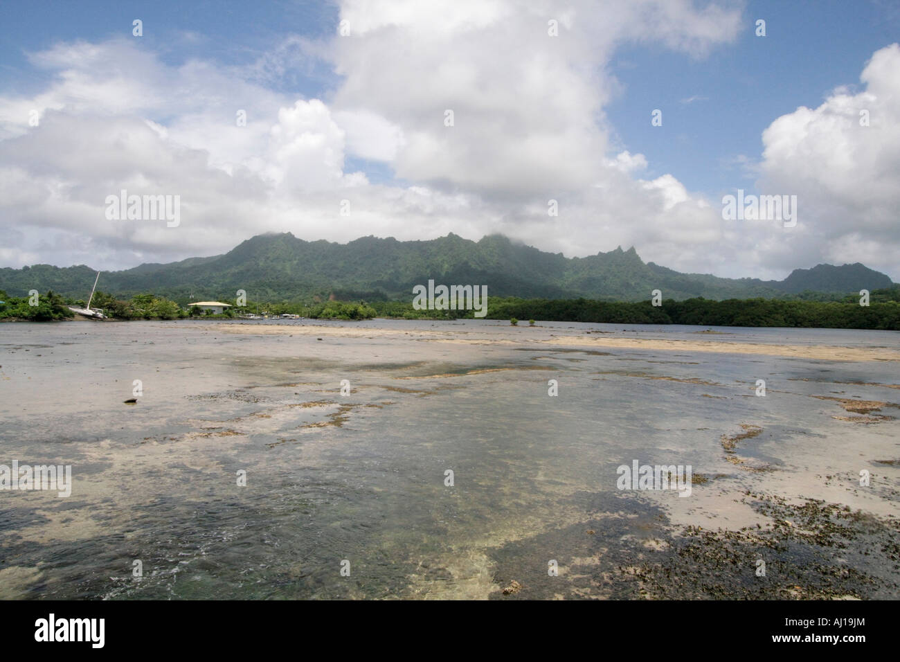Sleeping Lady is a range of mountains that look like a woman lying on her back in Kosrae FSM Stock Photo