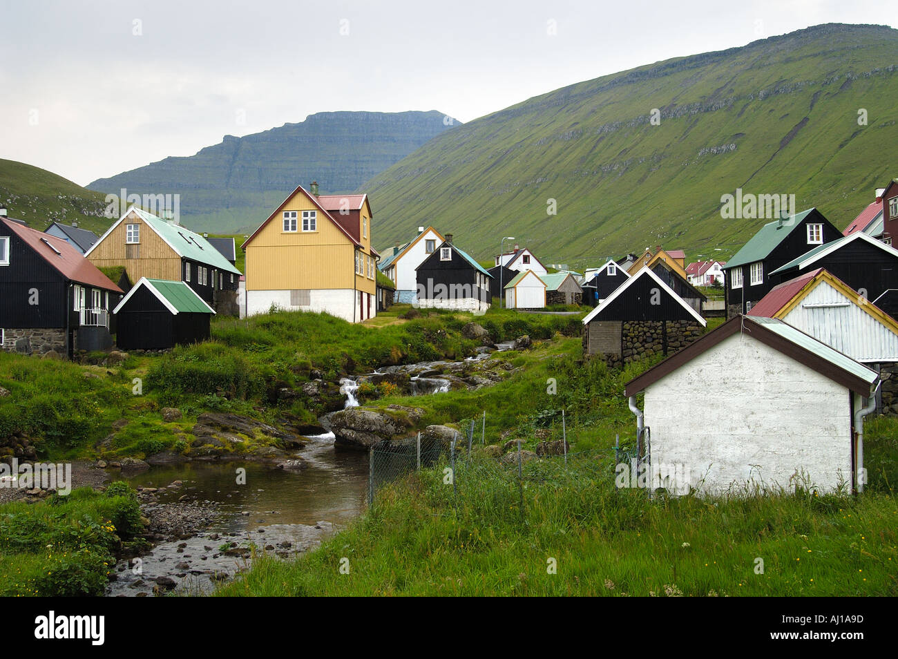 the village of Gjogv Inseln Faeroe Islands Stock Photo