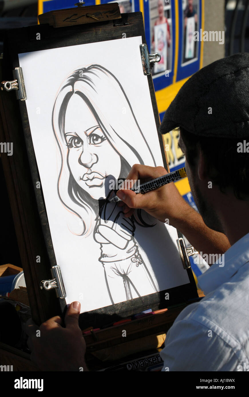 Cartoonist drawing a girl Stock Photo Alamy