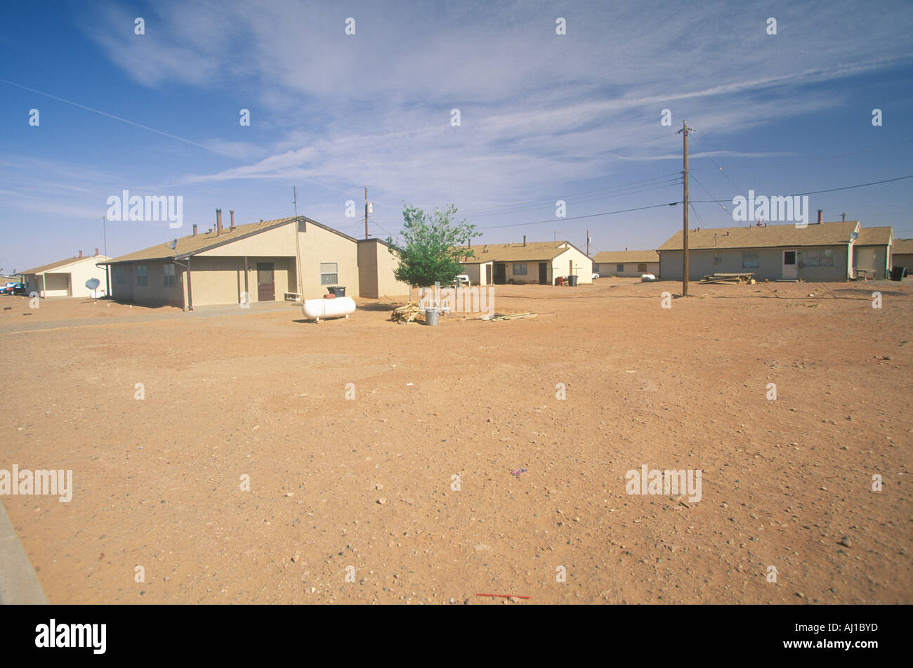 Housing project on Navajo Indian Reservation in Shiprock NM Stock Photo