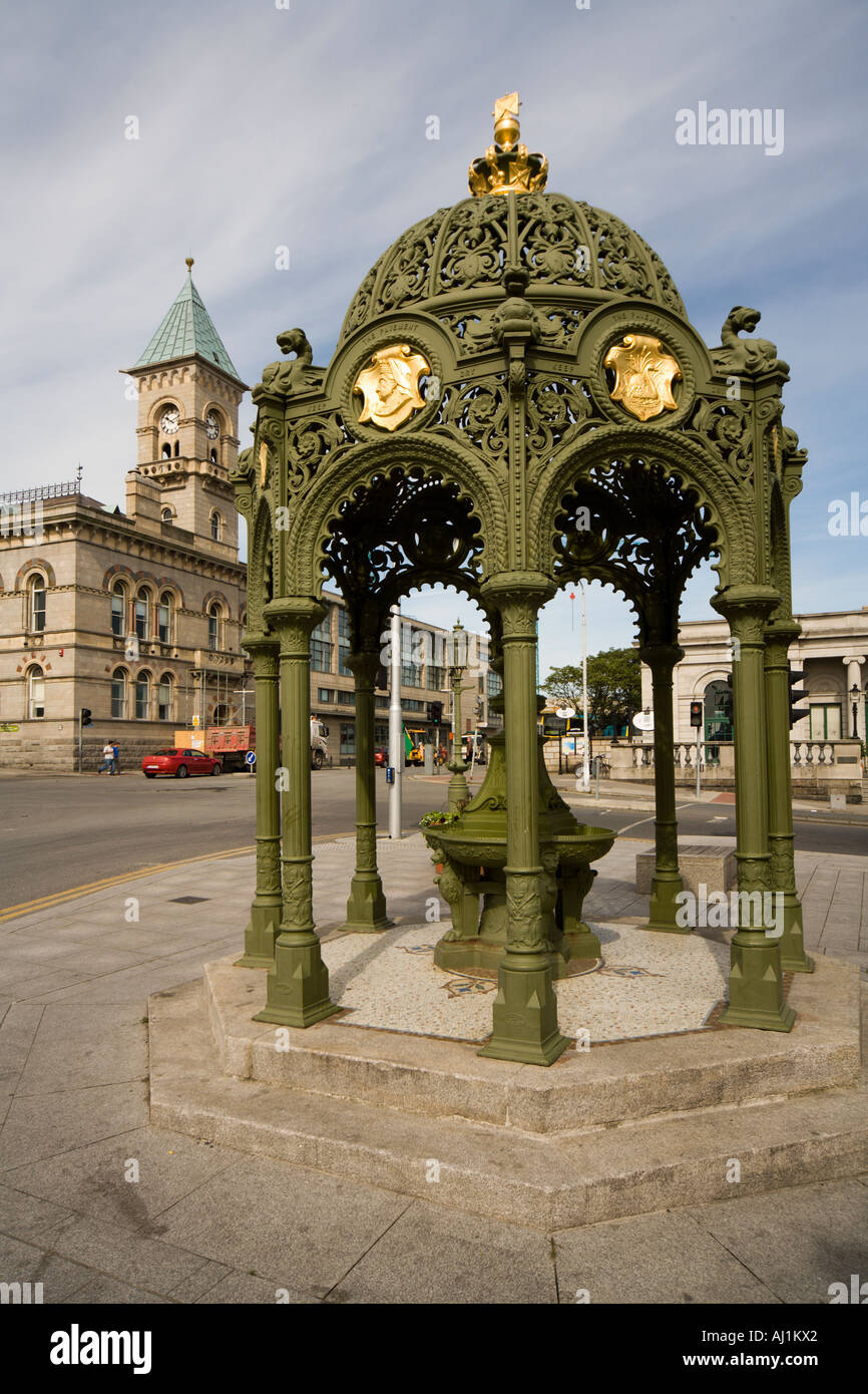 Drinking fountain in Dun Laoghaire Town Centre dedicated to a visit of Queen Victoria in 1901 Ireland Stock Photo