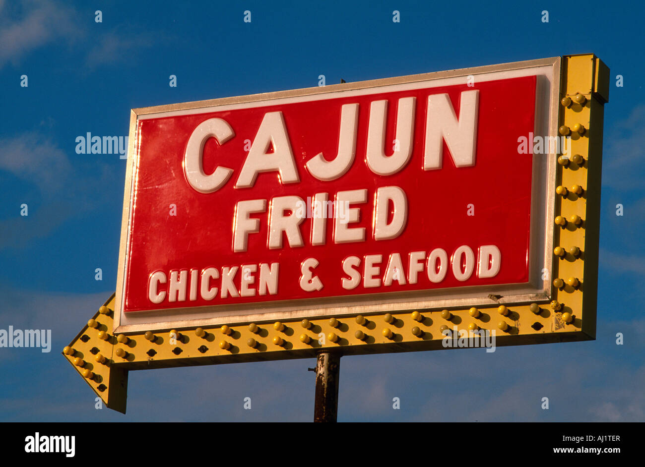 cajun fried food neon sign Stock Photo Alamy