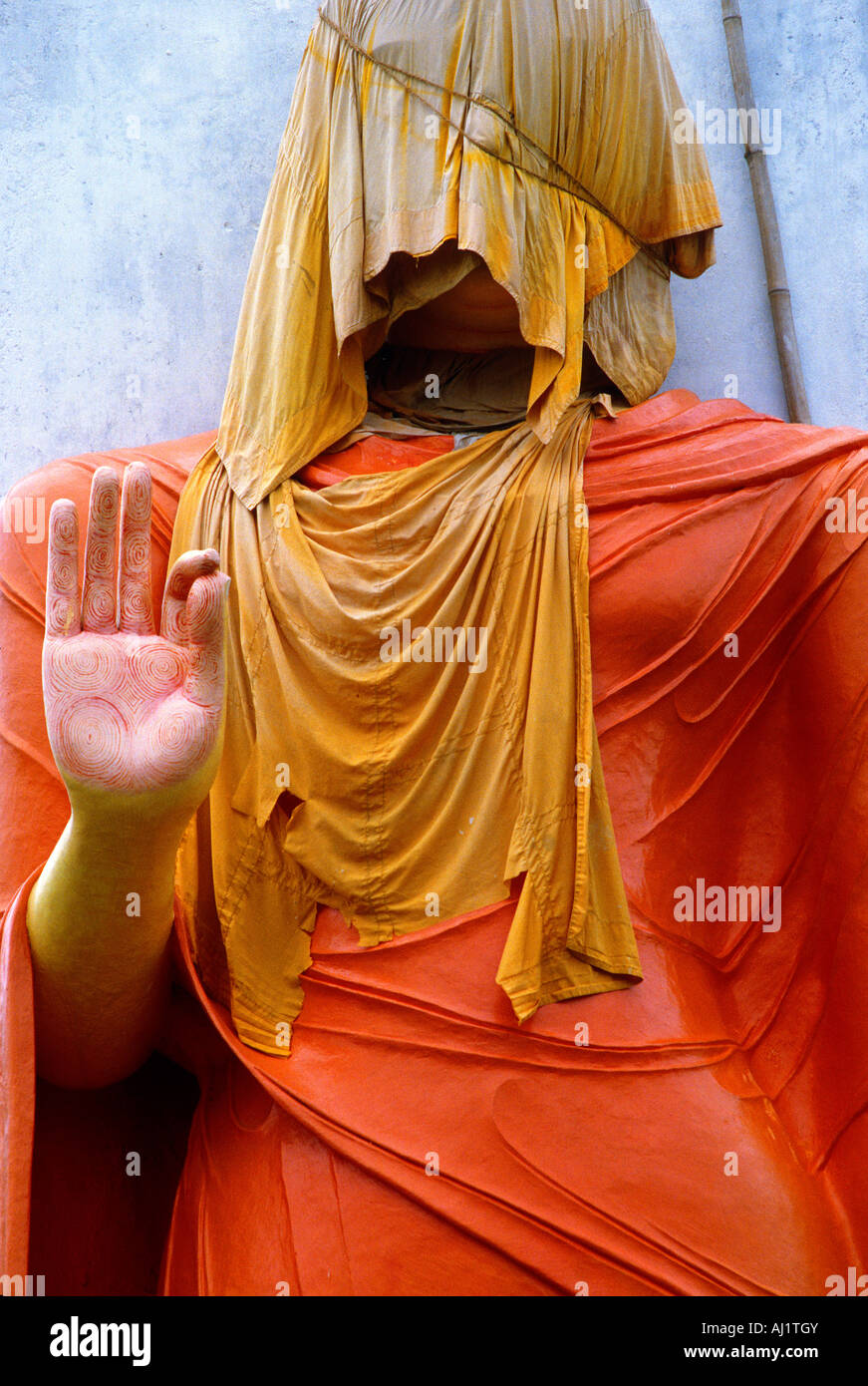 Buddhist statue covered head Stock Photo Alamy