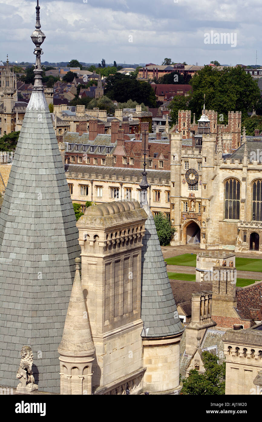 Looking over the rooftops of Cambridge towards Trinity College Great Court UK Stock Photo