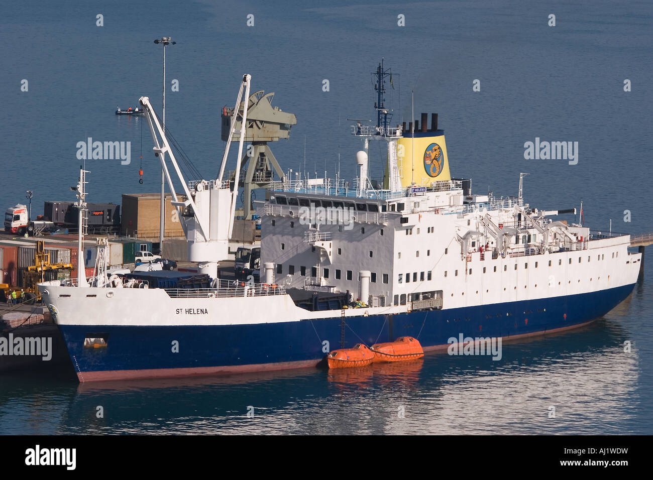 RMS St Helena moored at Portland in 2007 Stock Photo