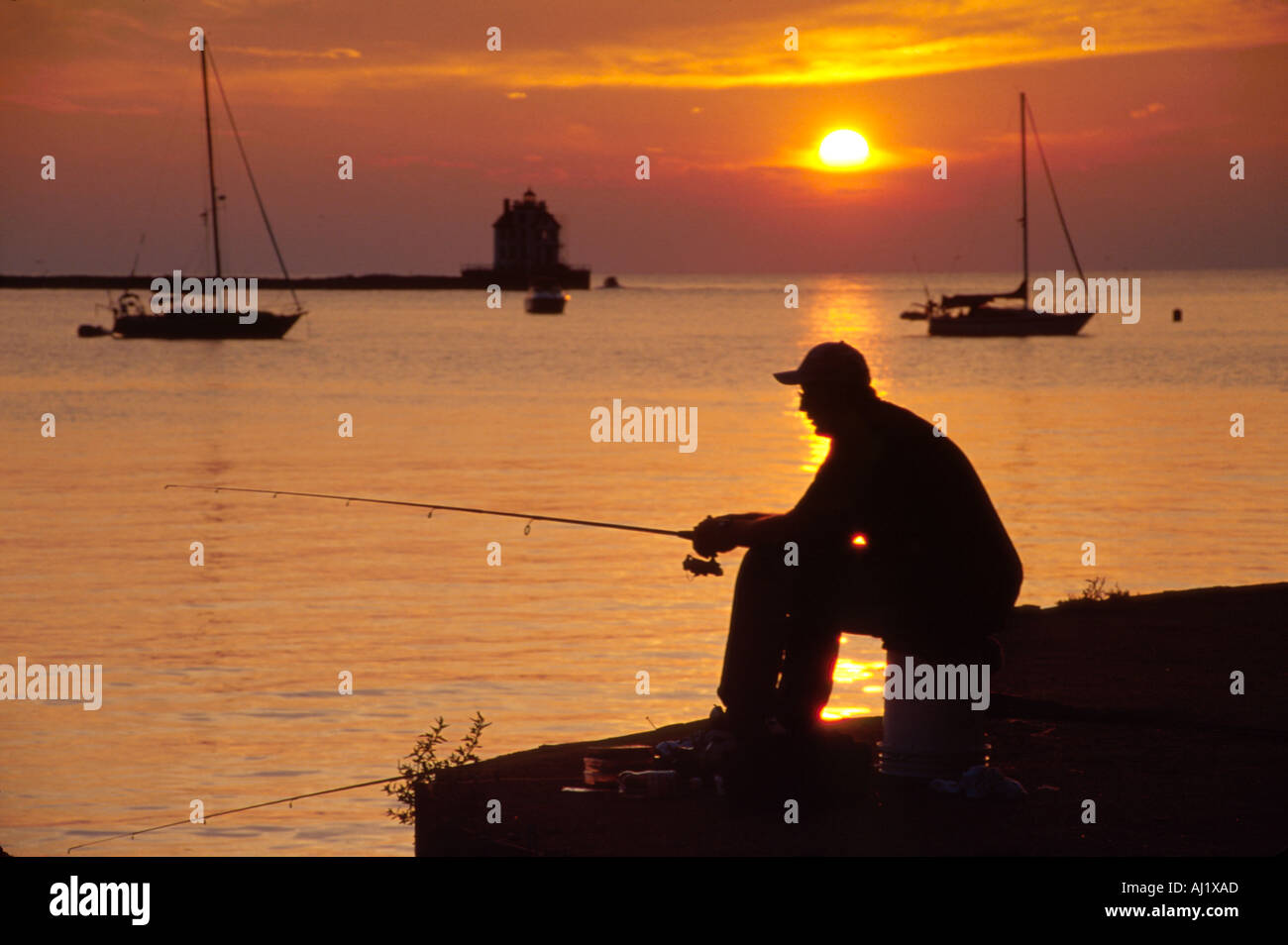 Ohio Lake Erie Lorain Lakeside Landing Marina sunset,scenic,nature,natural,scenery,countryside,landscape,nature,natural,fishing,sport,athlete,recreati Stock Photo