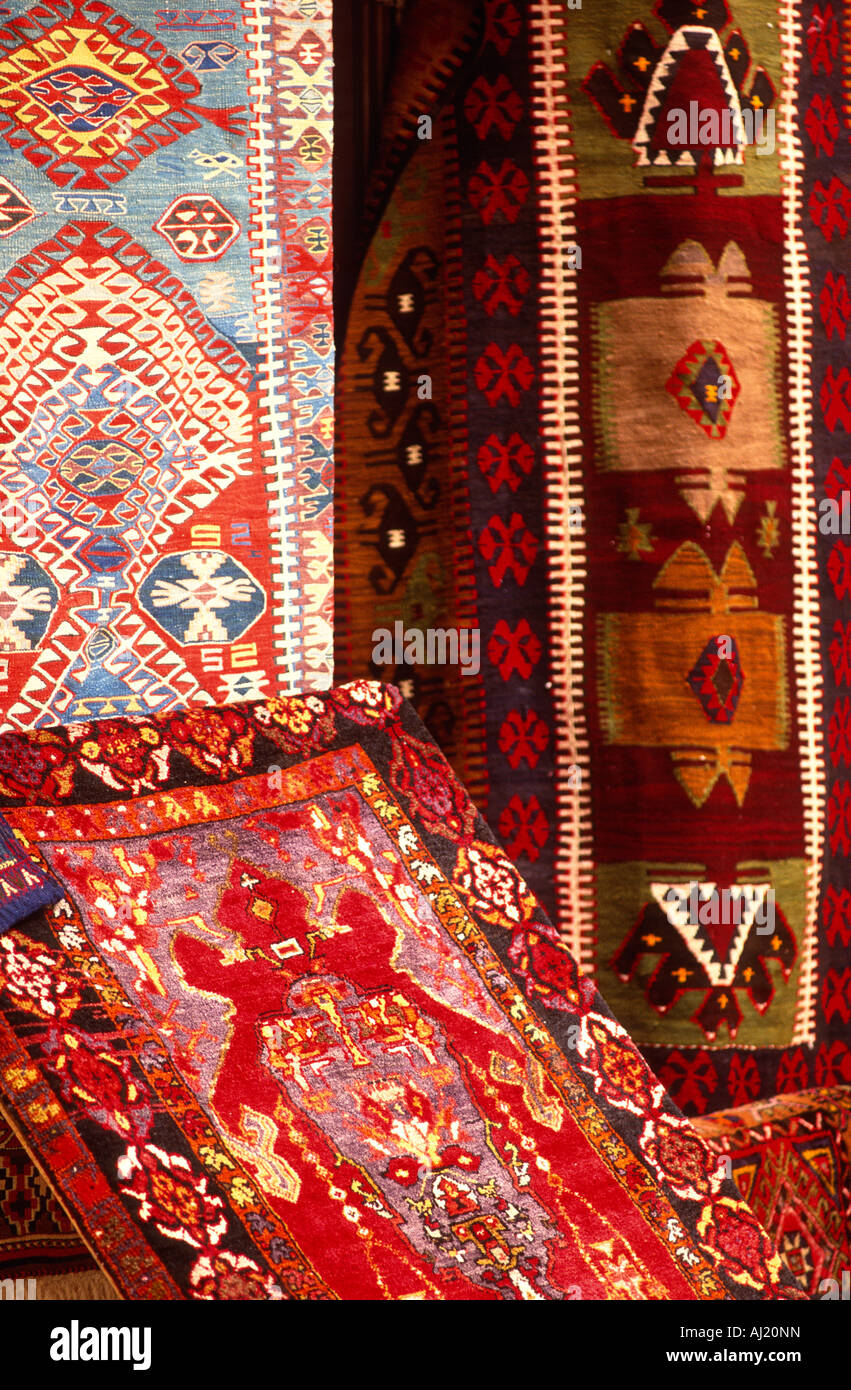 kilims on display at Turkish street market Stock Photo Alamy