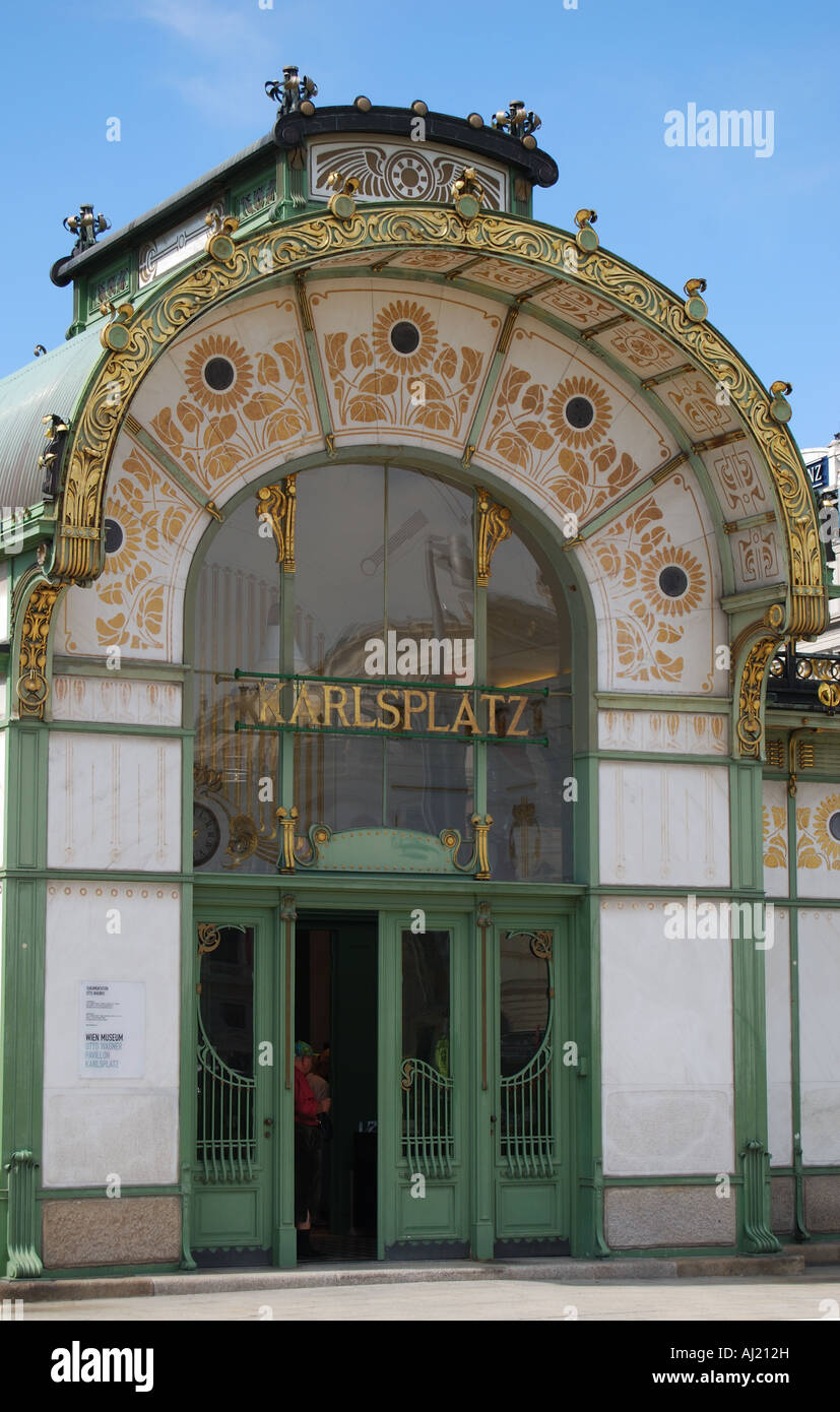 Wagner Pavilions, Karlsplatz, Vienna, Wein, Republic of Austria Stock Photo