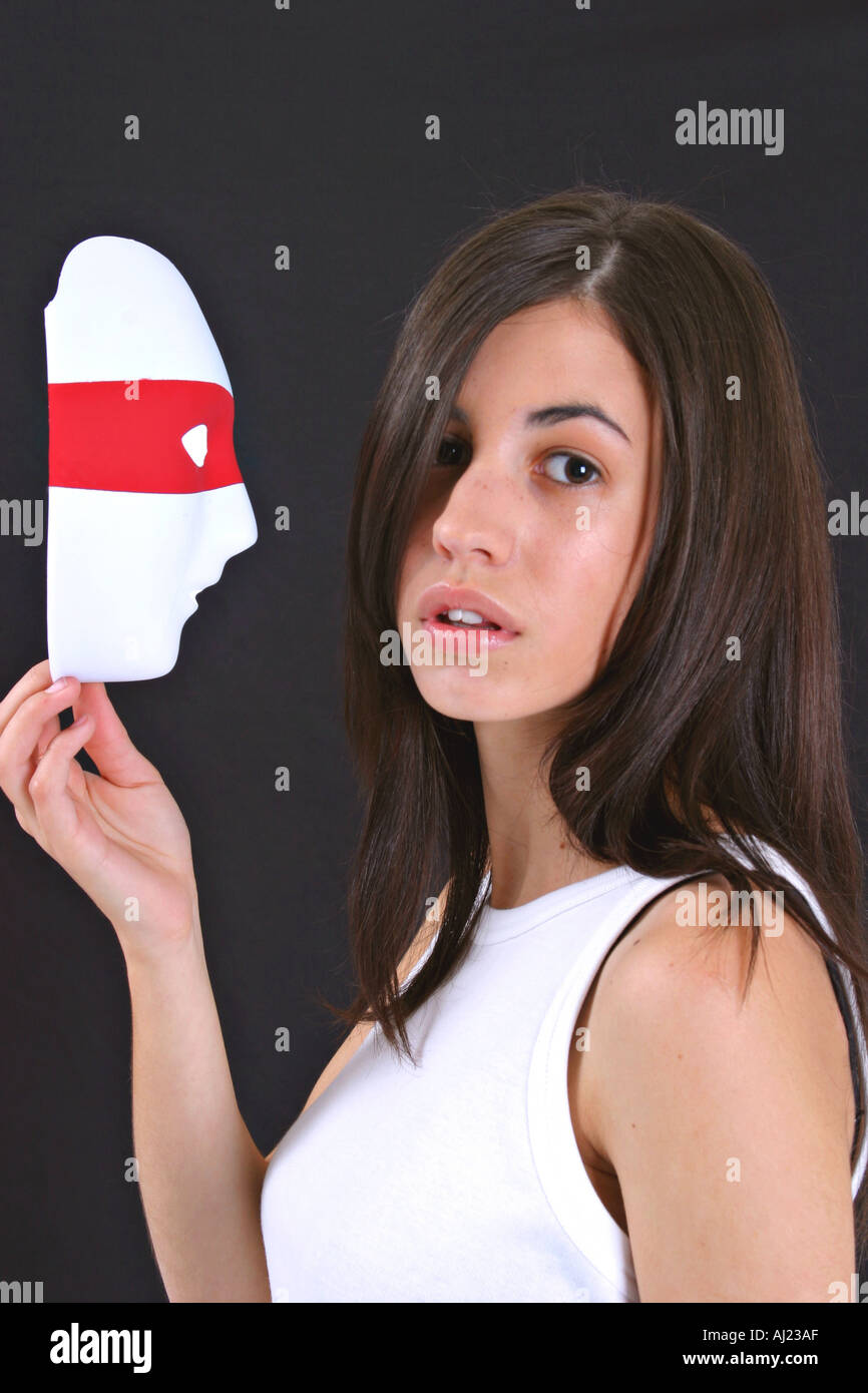 Pretty Young Woman With Long Straight Black Hair And White Blouse